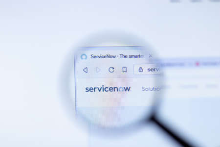 New York, USA - September 29, 2020: ServiceNow service-now.com company website with close up, Illustrative Editorial.のeditorial素材