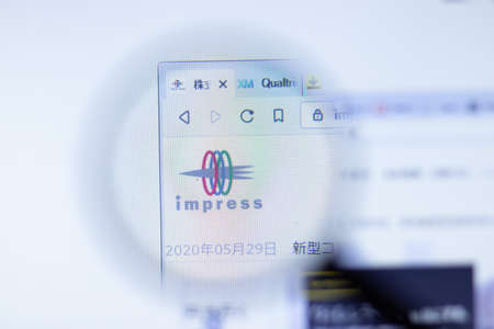 New York, USA - September 29, 2020: impress.co.jp Impress company website with close up, Illustrative Editorial.のeditorial素材