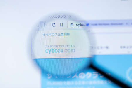 New York, USA - September 29, 2020: Cybozu cybozu.com company website with close up, Illustrative Editorial.のeditorial素材