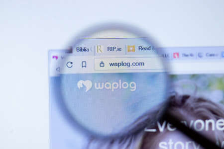 New York, USA - September 29, 2020: Waplog waplog.com company website with close up, Illustrative...