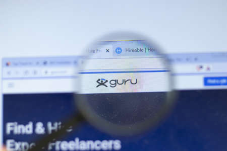 New York, USA - 26 October 2020: Guru guru.com company website with close up, Illustrative...