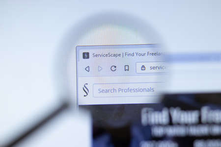 New York, USA - 26 October 2020: ServiceScape company website with close up, Illustrative Editorial.のeditorial素材