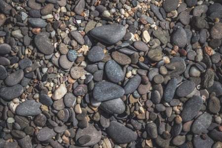 Pebble beach background, pebble stones texture.