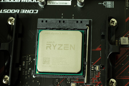 Moscow, Russia - 5 December 2020: Ryzen CPU in AM4 Socket, Illustrative Editorial.