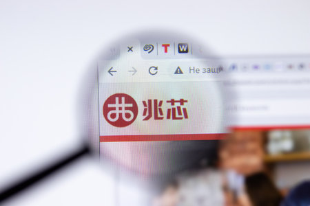 Saint Petersburg, Russia - 28 January 2021: Zhaoxin website page with close-up, Illustrative Editorialのeditorial素材