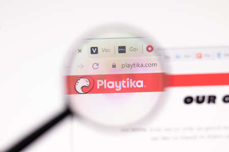 Los Angeles, USA - 1 February 2021: Playtika Ltd website page. Playtika.com on display screen, Illustrative Editorialのeditorial素材