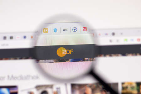 Los Angeles, USA - 1 February 2021: ZDF website page. ZDF.de logo on display screen, Illustrative Editorialのeditorial素材