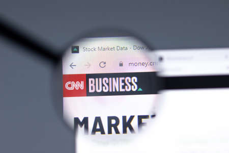 New York, USA - 15 February 2021: CNN Business website in browser with company , Illustrative Editorialのeditorial素材
