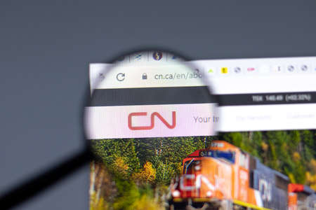 New York, USA - 15 February 2021: Canadian Railway website in browser with company , Illustrative Editorialのeditorial素材