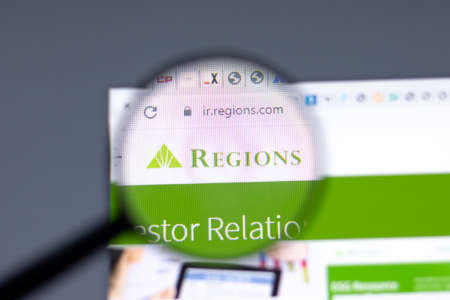 New York, USA - 15 February 2021: Regions Financial website in browser with company , Illustrative Editorialのeditorial素材