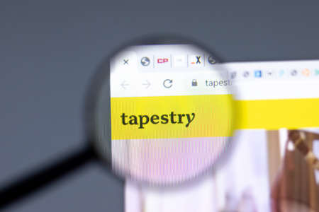 New York, USA - 15 February 2021: Tapestry website in browser with company , Illustrative Editorialのeditorial素材