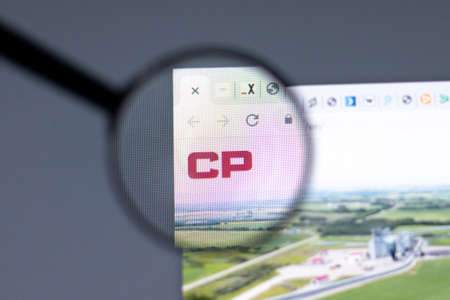 New York, USA - 15 February 2021: Canadian Pacific CP website in browser with company , Illustrative Editorialのeditorial素材