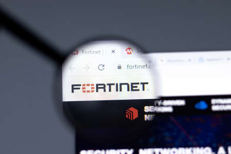 New York, USA - 15 February 2021: Fortinet website in browser with company , Illustrative Editorial