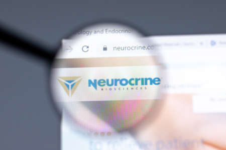 New York, USA - 15 February 2021: Neurocrine website in browser with company , Illustrative...