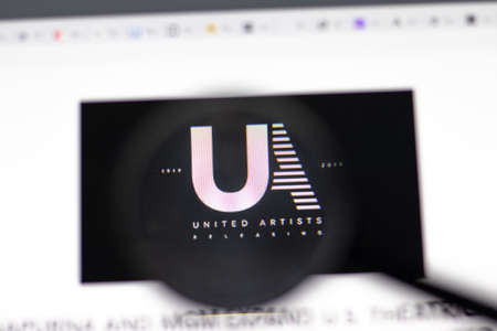 New York, USA - 15 February 2021: United Artists website in browser with company , Illustrative Editorialのeditorial素材