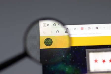 New York, USA - 15 February 2021: Oscilloscope website in browser with company , Illustrative...