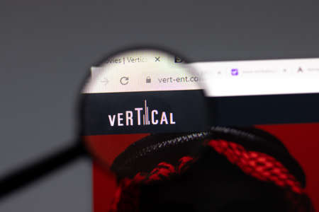 New York, USA - 15 February 2021: Vertical Entertainment website in browser with company , Illustrative Editorialのeditorial素材