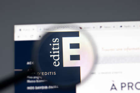 New York, USA - 15 February 2021: Editis website in browser with company logo, Illustrative Editorialのeditorial素材