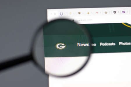 New York, USA - 15 February 2021: Green Bay Packers website in browser with company logo, Illustrative Editorialのeditorial素材