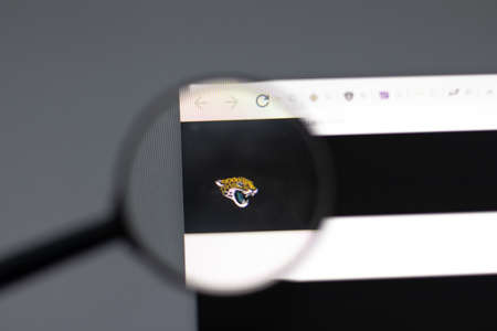 New York, USA - 15 February 2021: Jacksonville Jaguars website in browser with company logo, Illustrative Editorialのeditorial素材