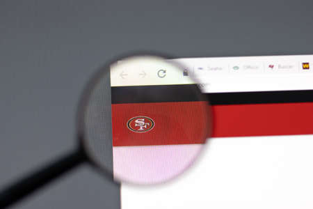 New York, USA - 15 February 2021: San Francisco 49ers website in browser with company logo, Illustrative Editorialのeditorial素材