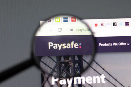 New York, USA - 15 February 2021: Paysafe website in browser with company logo, Illustrative Editorialのeditorial素材