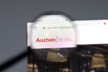 New York, USA - 15 February 2021: Auchan Retail website in browser with company logo, Illustrative...