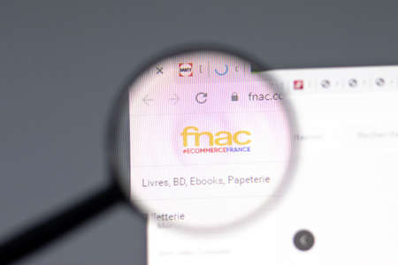 New York, USA - 15 February 2021: Fnac website in browser with company logo, Illustrative Editorialのeditorial素材