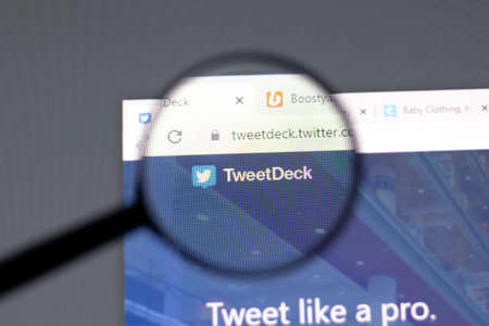 New York, USA - 15 February 2021: TweetDeck website in browser with company logo, Illustrative...