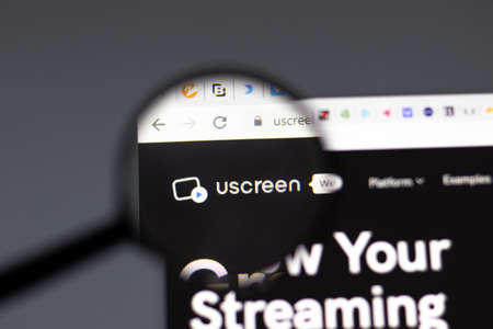New York, USA - 15 February 2021: uscreen website in browser with company logo, Illustrative Editorialのeditorial素材