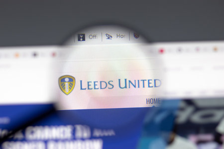 New York, USA - 15 February 2021: Leeds United website in browser with company logo, Illustrative...