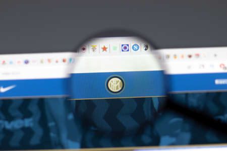New York, USA - 15 February 2021: Internazionale website in browser with company logo, Illustrative...