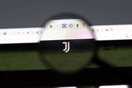 New York, USA - 15 February 2021: Juventus website in browser with company logo, Illustrative Editorialのeditorial素材