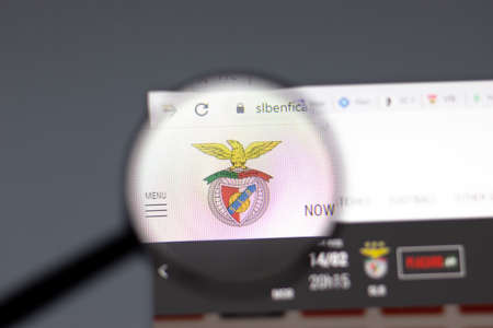 New York, USA - 15 February 2021: Benfica website in browser with company logo, Illustrative...