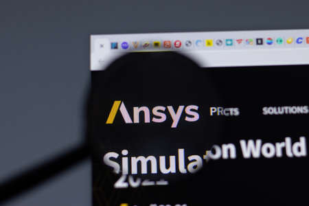 New York, USA - 17 February 2021: Ansys logo close up on website page, Illustrative Editorial