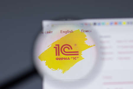 New York, USA - 17 February 2021: 1C Company logo close up on website page, Illustrative Editorial