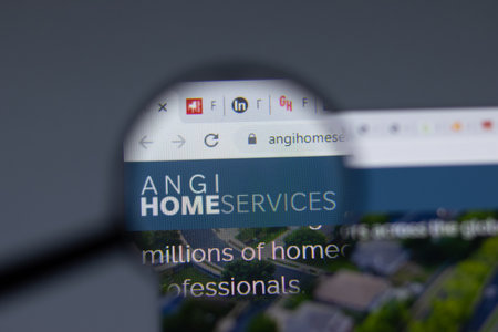 New York, USA - 17 February 2021: ANGI Homeservices logo close up on website page, Illustrative Editorialのeditorial素材