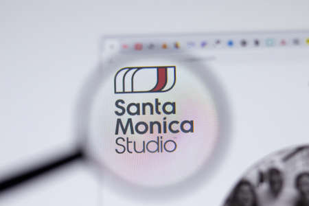 New York, USA - 17 February 2021: SANTA MONICA STUDIO logo close up on website page, Illustrative Editorialのeditorial素材