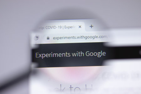 New York, USA - 18 March 2021: Experiments with Google company logo icon on website, Illustrative...