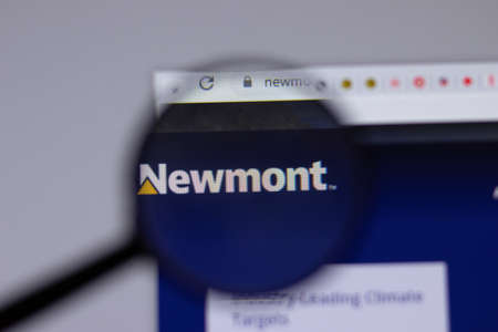 New York, USA - 18 March 2021: Newmont company logo icon on website, Illustrative Editorialのeditorial素材