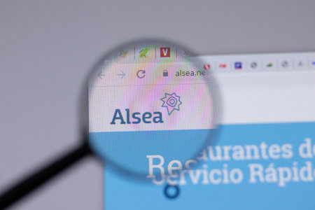 New York, USA - 18 March 2021: Alsea company logo icon on website, Illustrative Editorialのeditorial素材