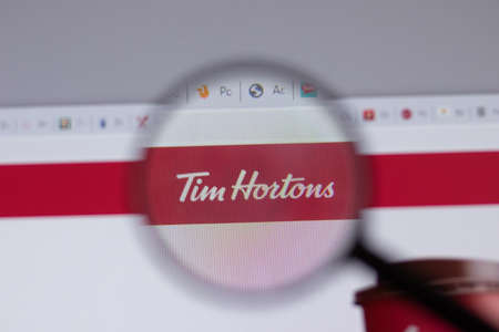 New York, USA - 18 March 2021: Tim Hortons company logo icon on website, Illustrative Editorialのeditorial素材