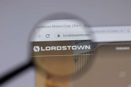 New York, USA - 18 March 2021: Lordstown Motors company logo icon on website, Illustrative Editorialのeditorial素材