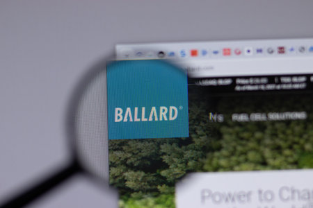 New York, USA - 18 March 2021: Ballard Power Systems company logo icon on website, Illustrative Editorialのeditorial素材