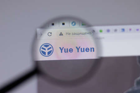 New York, USA - 18 March 2021: Yue Yuen Industrial Holdings company logo icon on website, Illustrative Editorialのeditorial素材