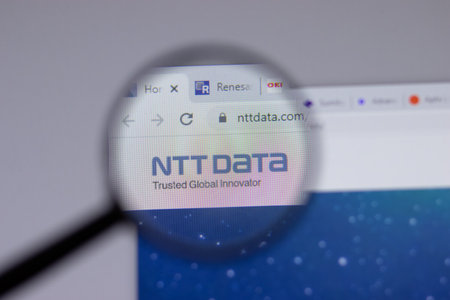 New York, USA - 18 March 2021: NTT Data company logo icon on website, Illustrative Editorialのeditorial素材