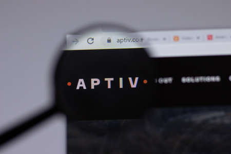 New York, USA - 18 March 2021: Aptiv company logo icon on website, Illustrative Editorialのeditorial素材