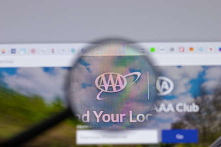 New York, USA - 26 April 2021: AAA logo close-up on website page, Illustrative Editorialのeditorial素材