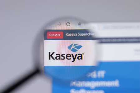New York, USA - 26 April 2021: Kaseya logo close-up on website page, Illustrative Editorialのeditorial素材