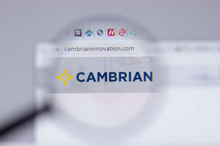 New York, USA - 26 April 2021: Cambrian logo close-up on website page, Illustrative Editorial